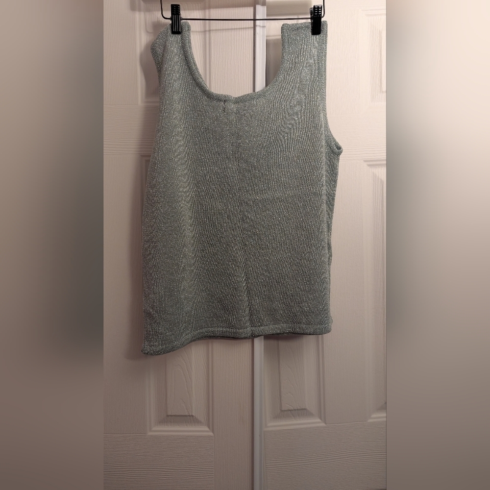 Silver Ribbed Fitted Tank Top - Picture 5 of 5